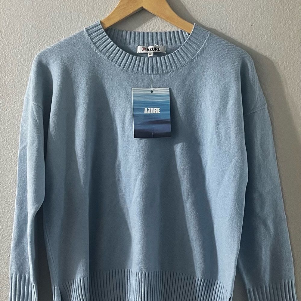NEW Juniors SZ Meduim Azure Light Blue Sweater